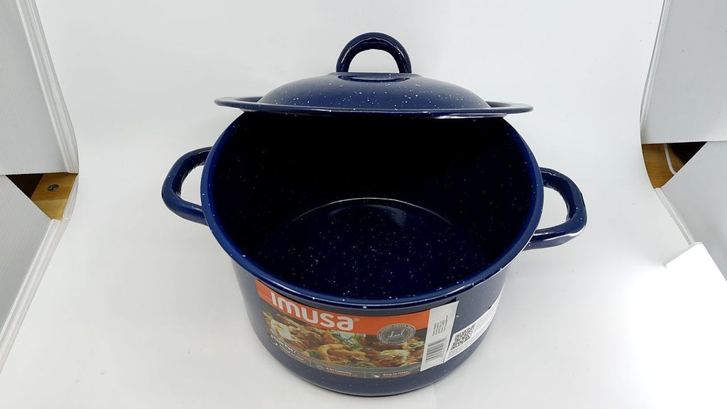 IMUSA 6Qt Blue Speckled Enamel Stock Pot w/ Lid - Kitchen Cookware