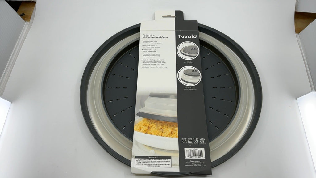 Microwave Splatter Cover - Large Charcoal Silicone, Vent & Collapsible