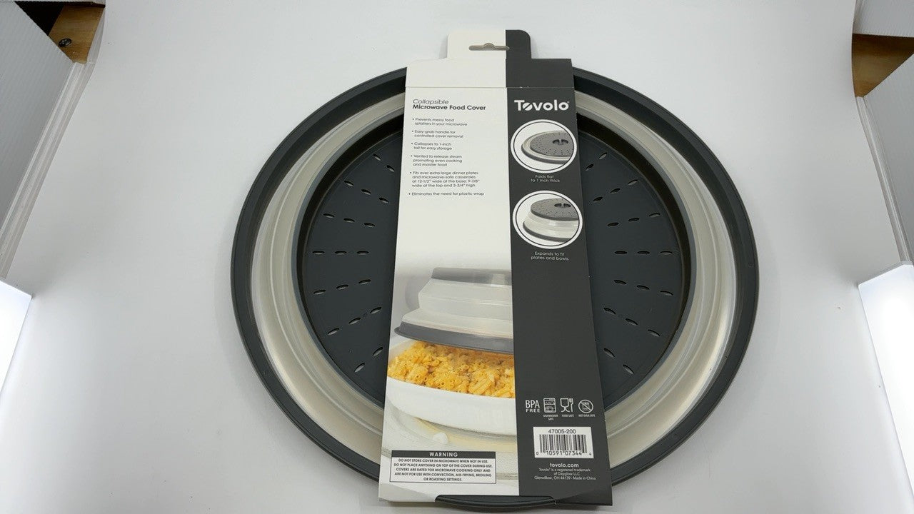 Microwave Splatter Cover - Large Charcoal Silicone, Vent & Collapsible