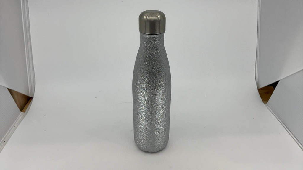 Stainless Steel Sports Water Bottle 17oz, Keeps Cold 24H, Glitter Silver