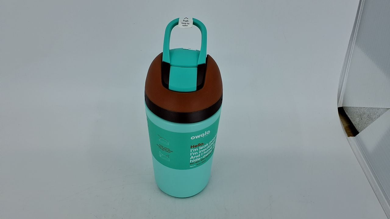 Owala 14oz Kids Flip Water Bottle w/ Straw & Locking Lid, Brown/Teal