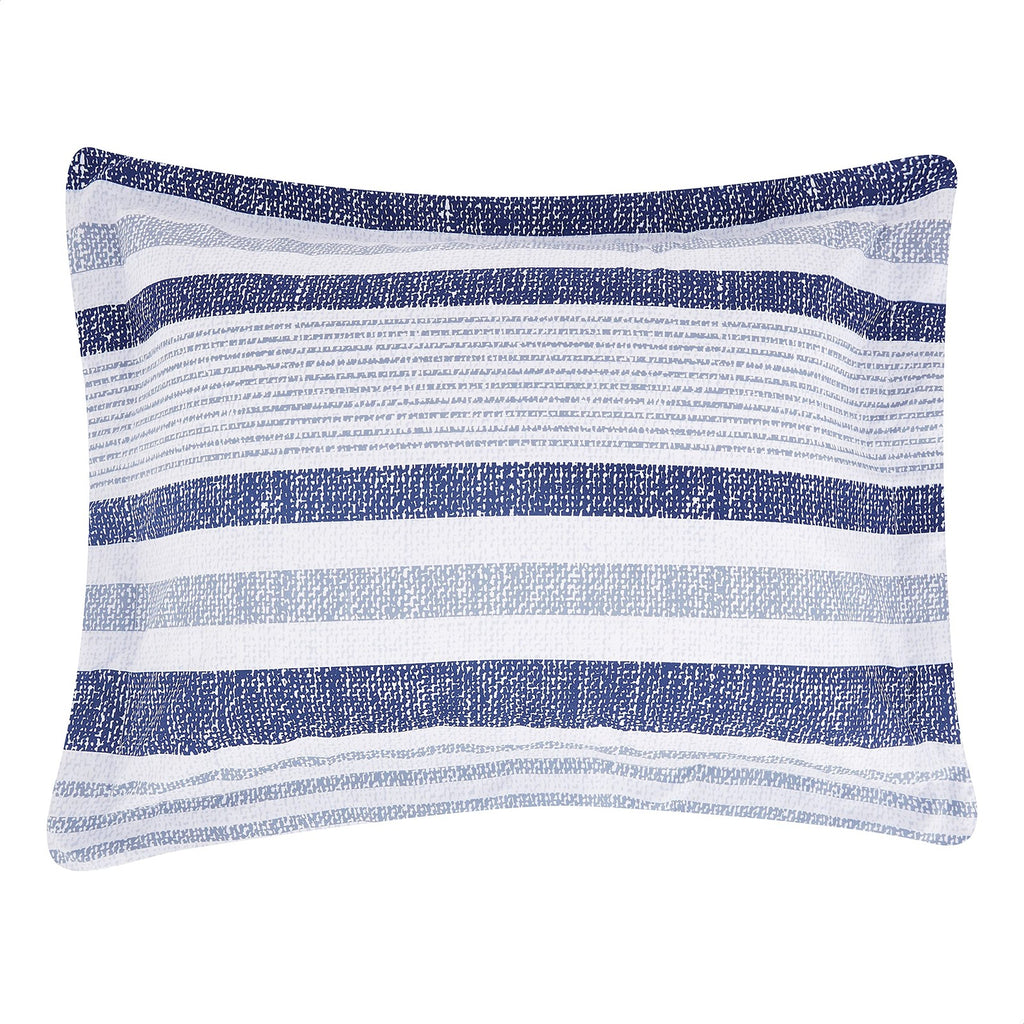 Twin/Twin XL Comforter Set, Reversible Microfiber, Blue Denim/Beige Stripes