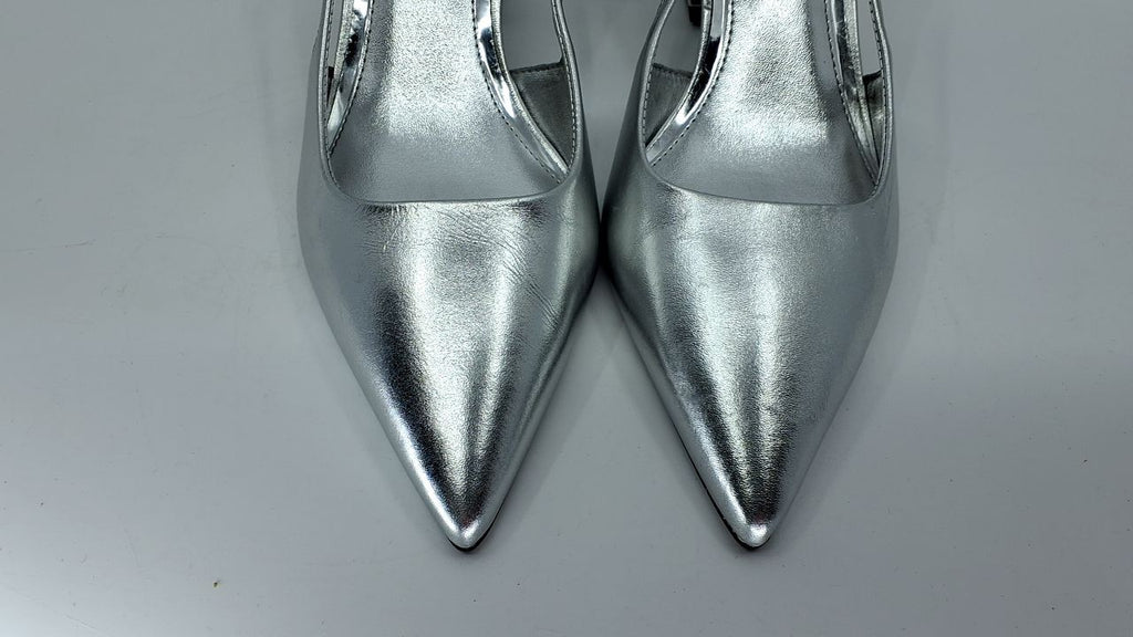 Vince Camuto Women's Sindree Block Heel Slingback Pump, New Silver, 8.5
