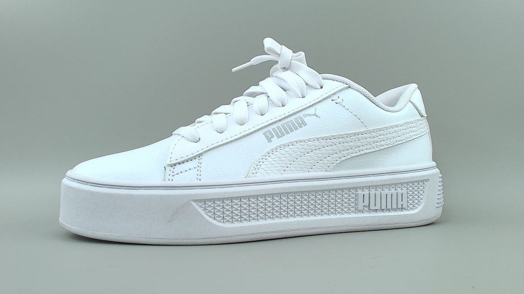 PUMA Women's Smash Platform V3 Sneaker White White Silver, 7