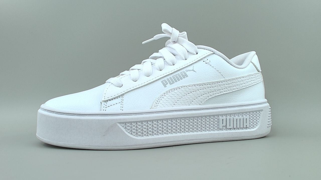 PUMA Women's Smash Platform V3 Sneaker White White Silver, 7