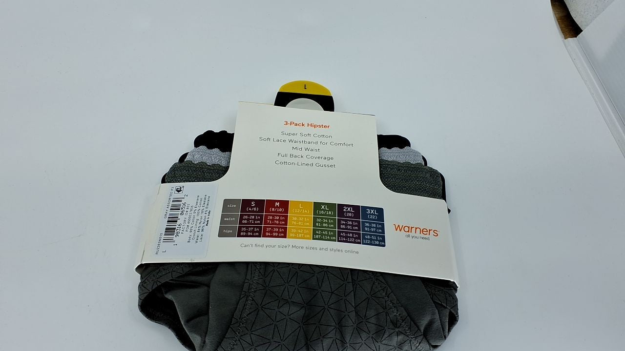 Blissful Benefits No Muffin Hipster Panties, Large, Stone/Platinum/Black