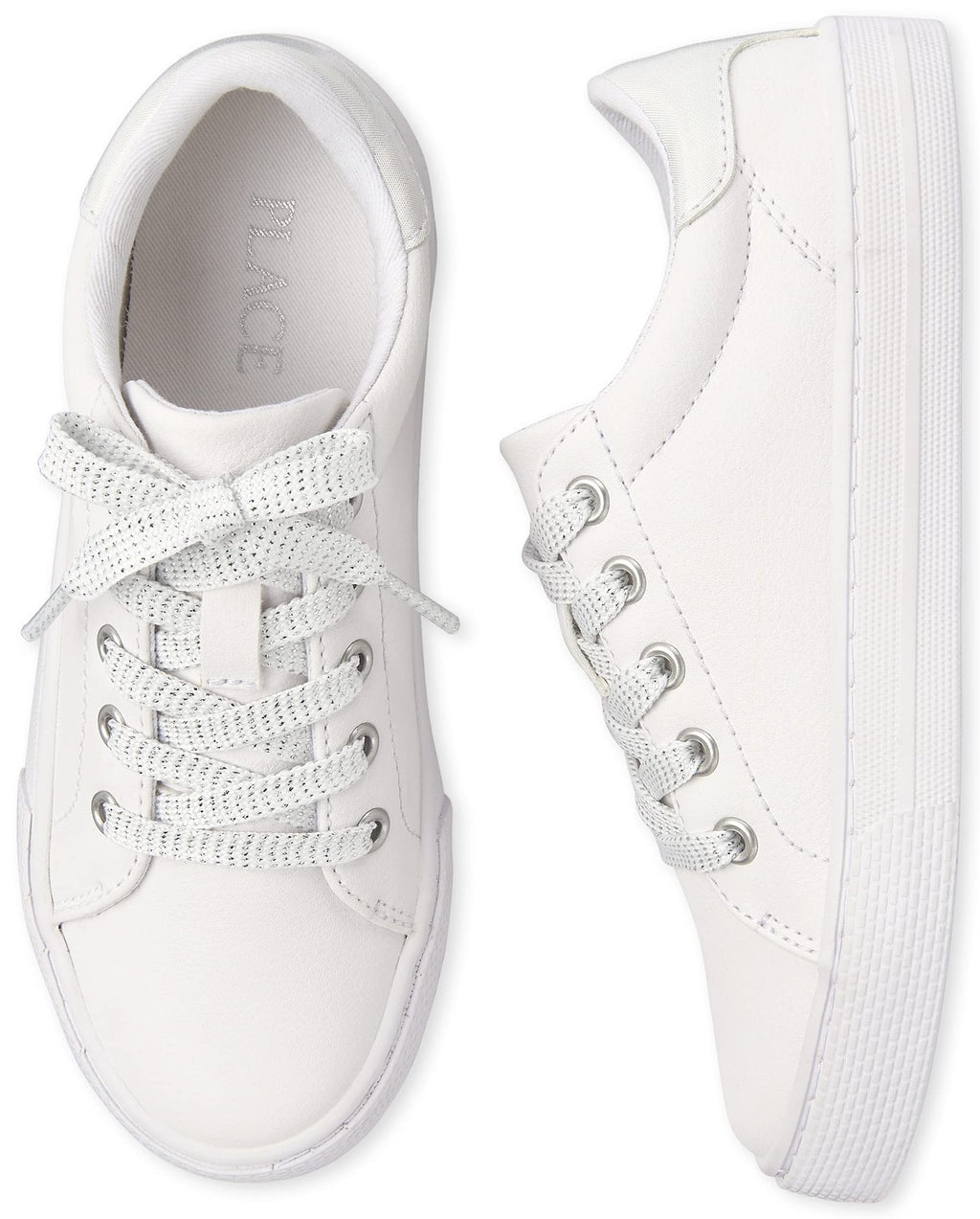 The Children's Place Girls Sneakers, White, Size 1 Big Kid, Low Top