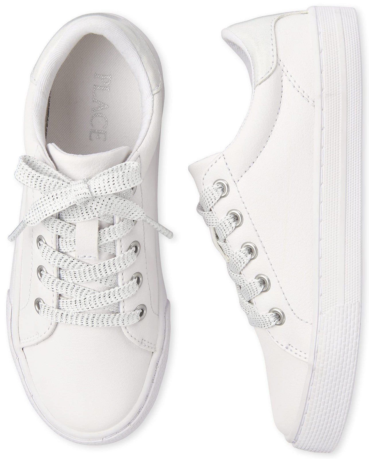 The Children's Place Girls Sneakers, White, Size 1 Big Kid, Low Top