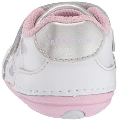 Stride Rite Girls Soft Motion Adalyn Athletic Sneaker, White/Silver, 5 Toddler