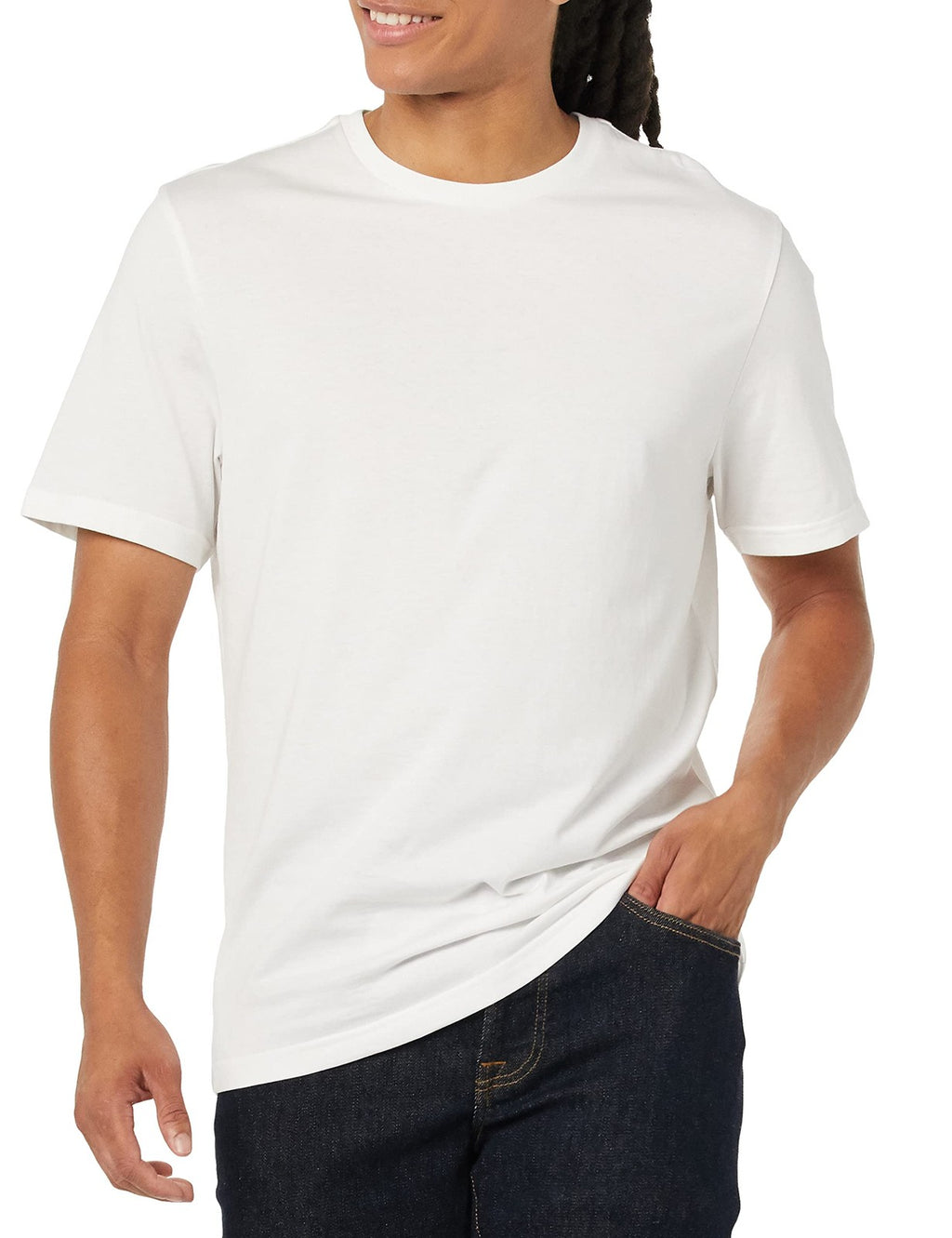 Men's Cotton Regular-Fit Crewneck T-Shirts, Pack of 2, White, Large