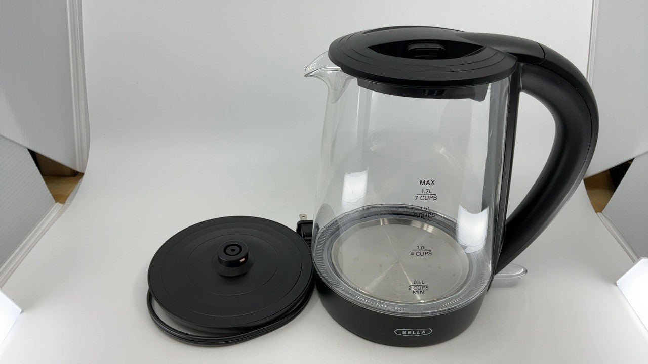 BELLA 1.7L Glass Electric Kettle, Black, 1500W, Auto Shut-Off