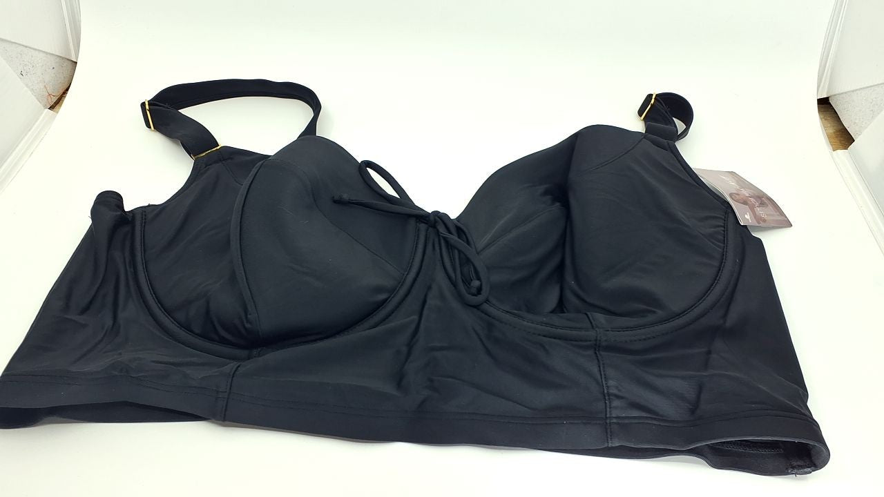 Women's 42D Black Underwire Bikini Top, Lightly Lined Swimwear
