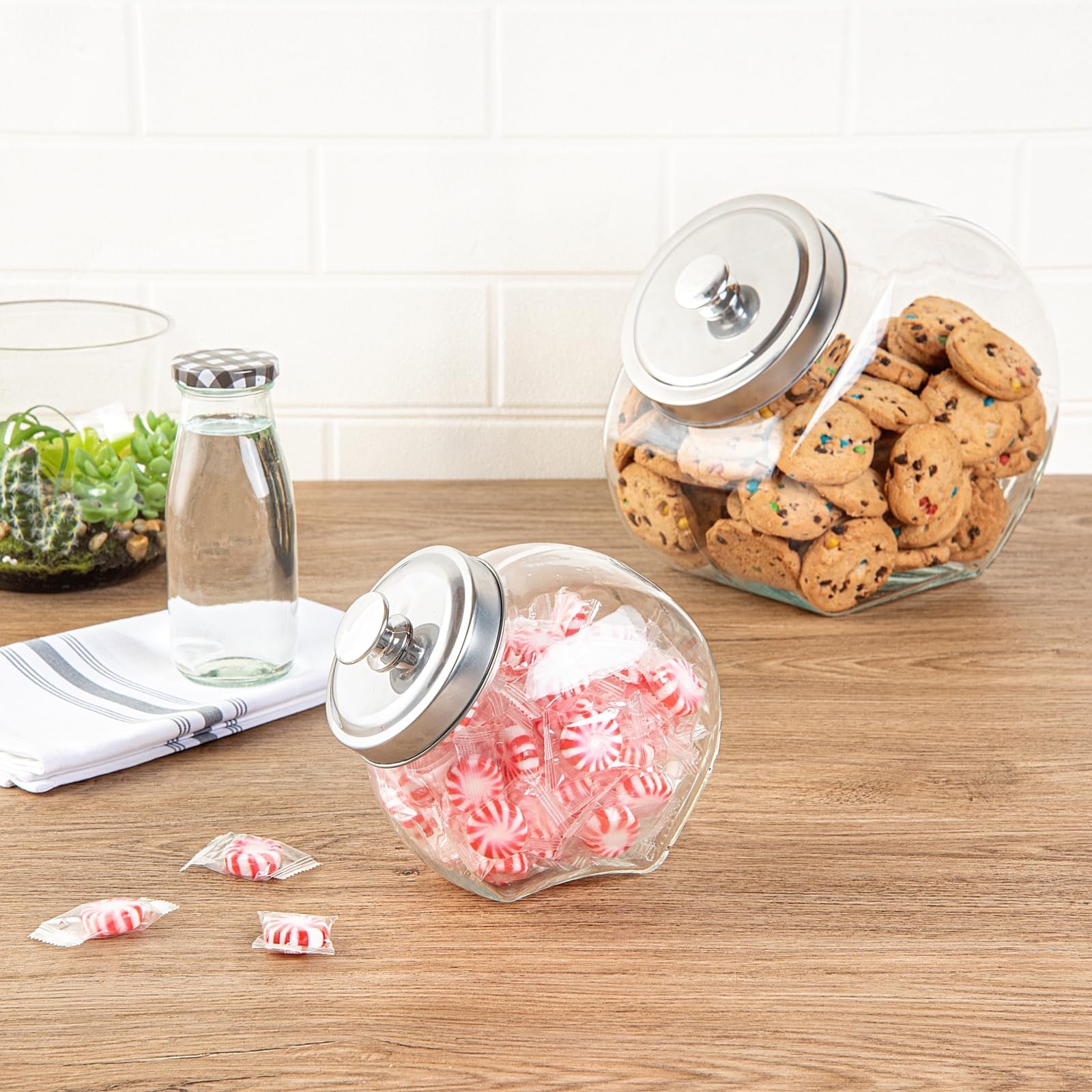 Vetri 0.3 Gallon Glass Penny Jar w/ Chrome Lid - Clear Candy Jar