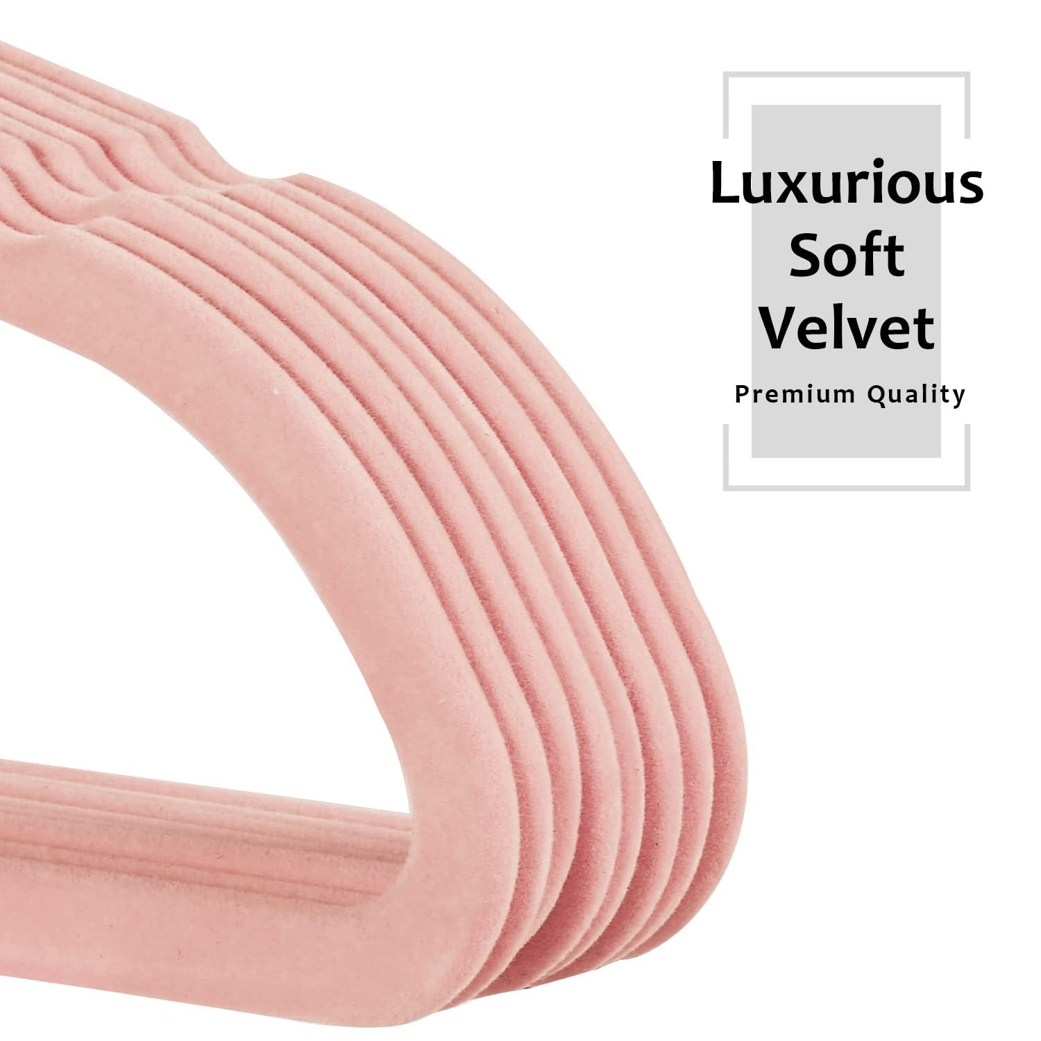 Space-Saving Velvet Clothes Hangers 25-Pack, Pink, Non-Slip Design