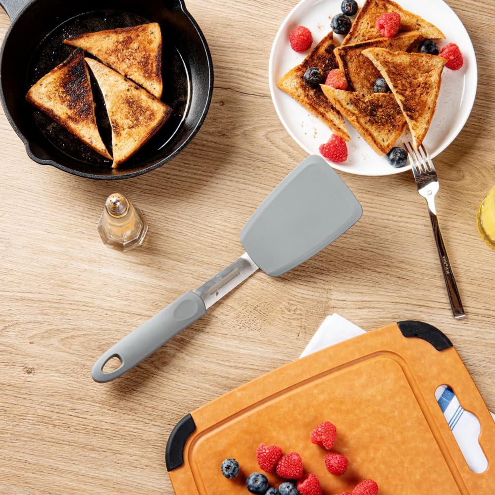 Comfy Grip 12 In Silicone Turner - Durable Gray Spatula for Cooking