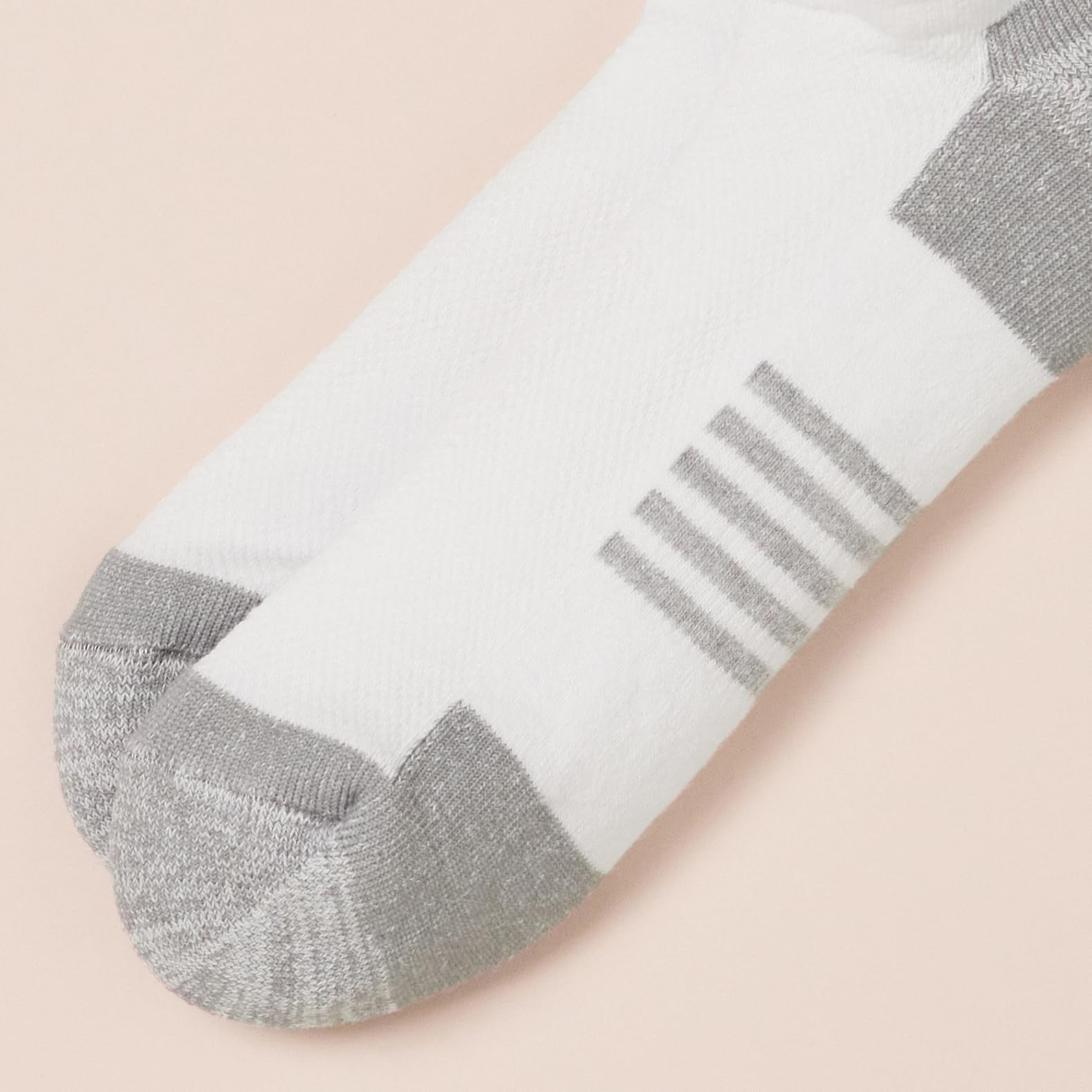 6 Pairs Men's Athletic No-Show Socks, Cotton Cushioned, White, 8-12