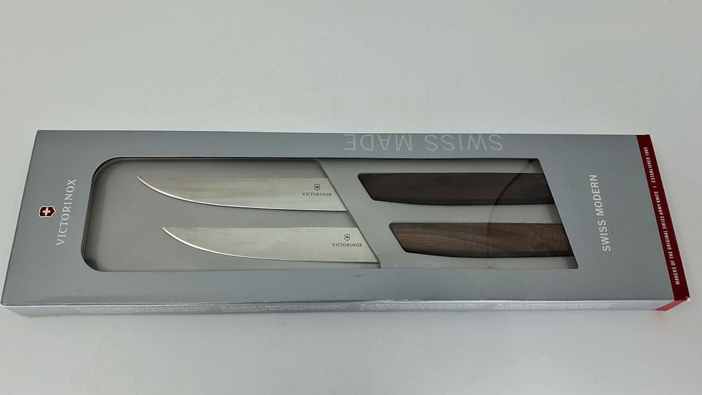 Victorinox Swiss Modern 2-Piece Steak Knife Set, 5in, Walnut Handles