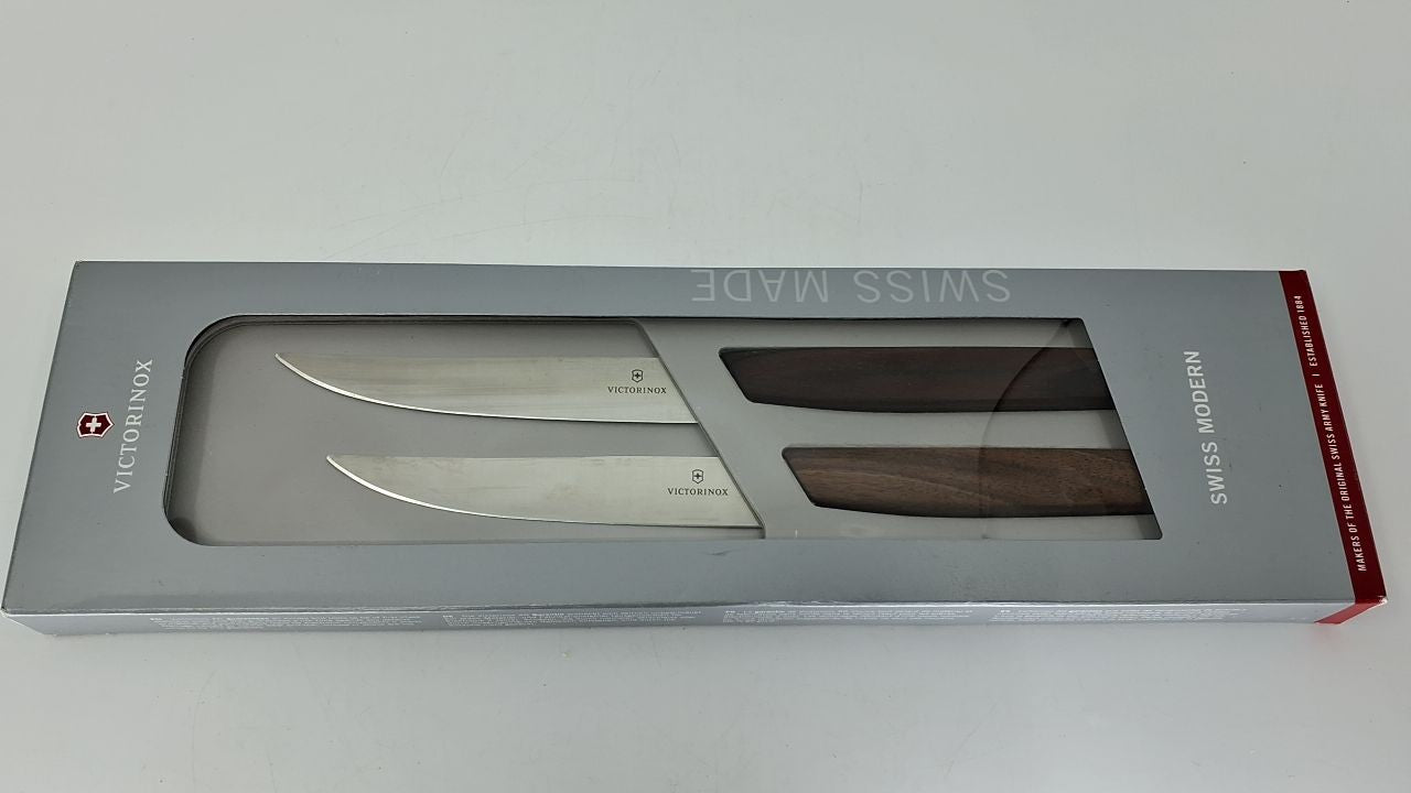 Victorinox Swiss Modern 2-Piece Steak Knife Set, 5in, Walnut Handles