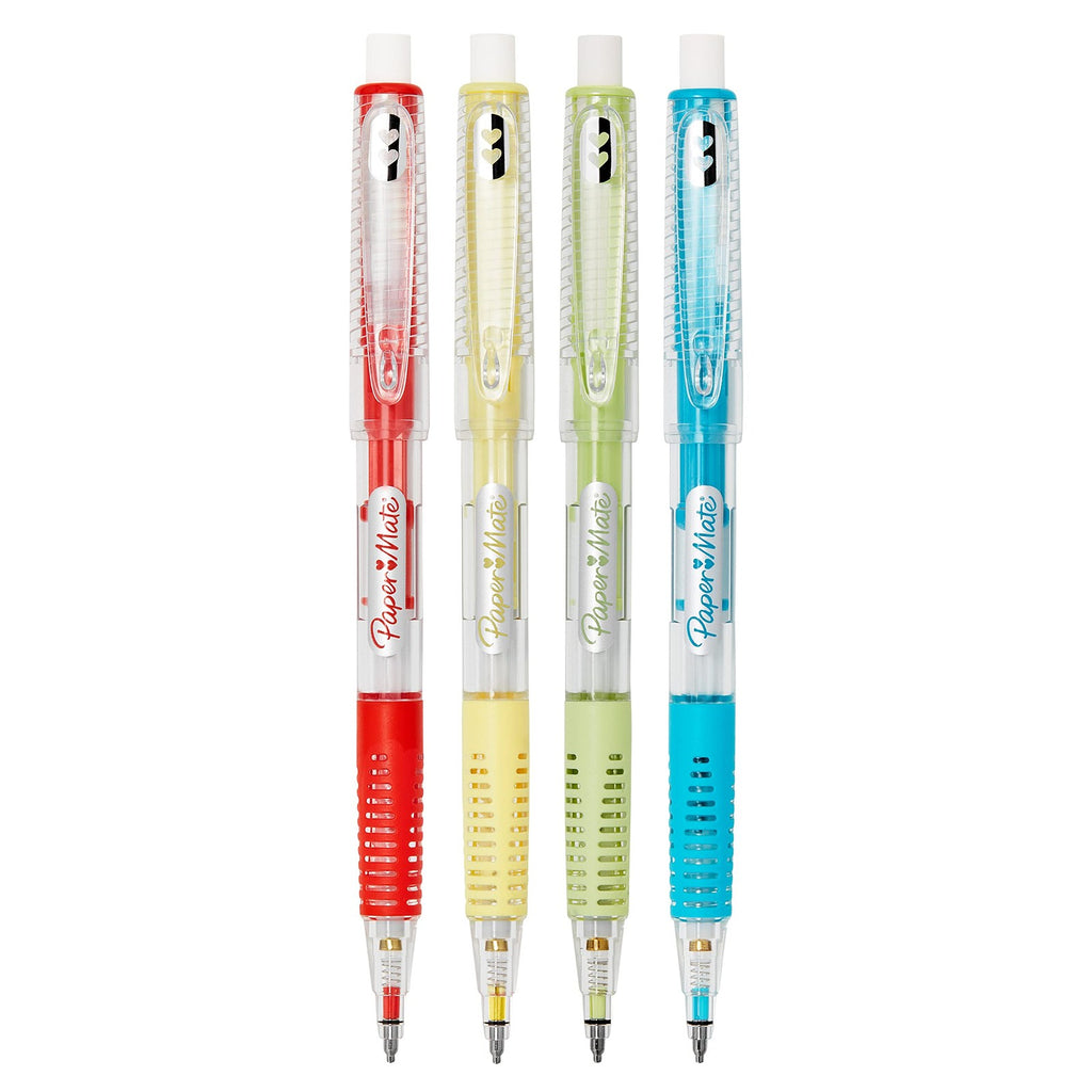 Break-Resistant 0.7mm Mechanical Pencils 4 Count Assorted Barrel Colors