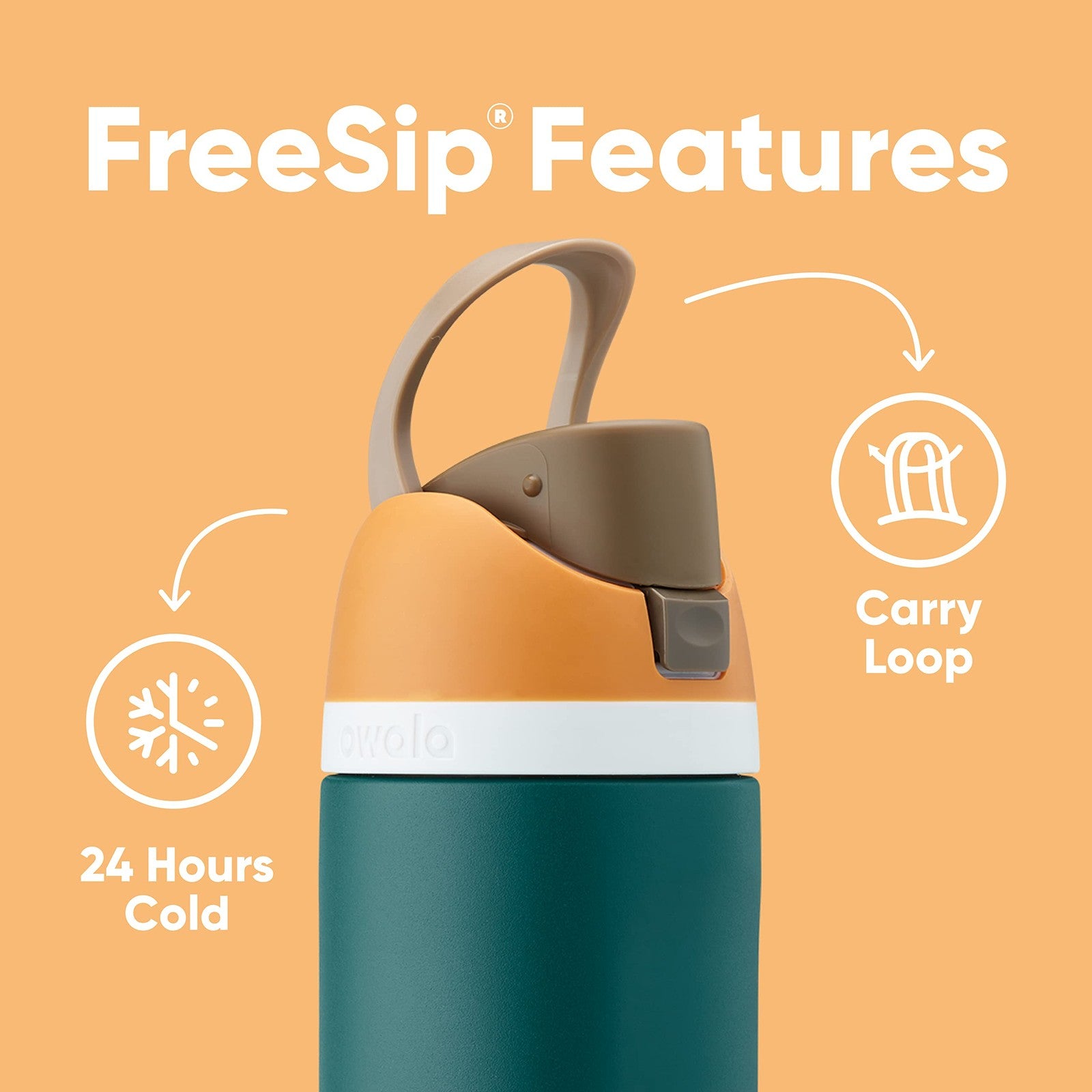 Owala FreeSip 24 Oz BPA-Free Water Bottle, Insulated Stainless Steel, Dark