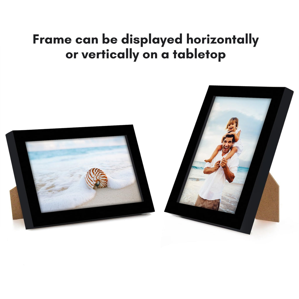 3x5 Black Frame - Crystal-Clear Glass, Modern Design, Tabletop Display