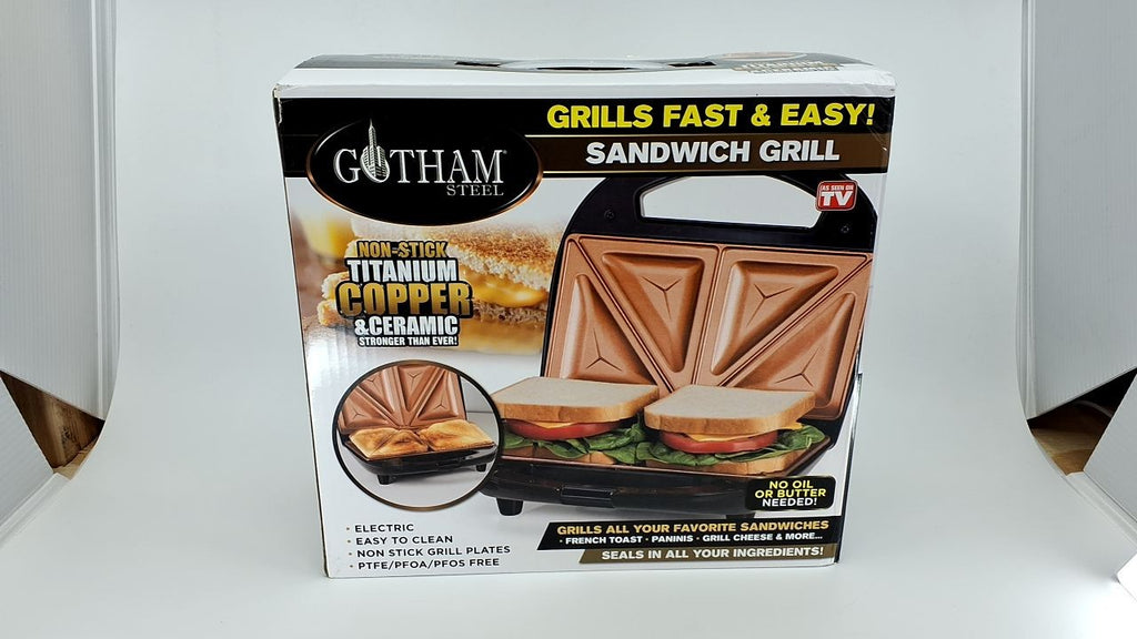 Gotham Steel Nonstick Panini Press Maker, 2in1 Sandwich Grill, Black