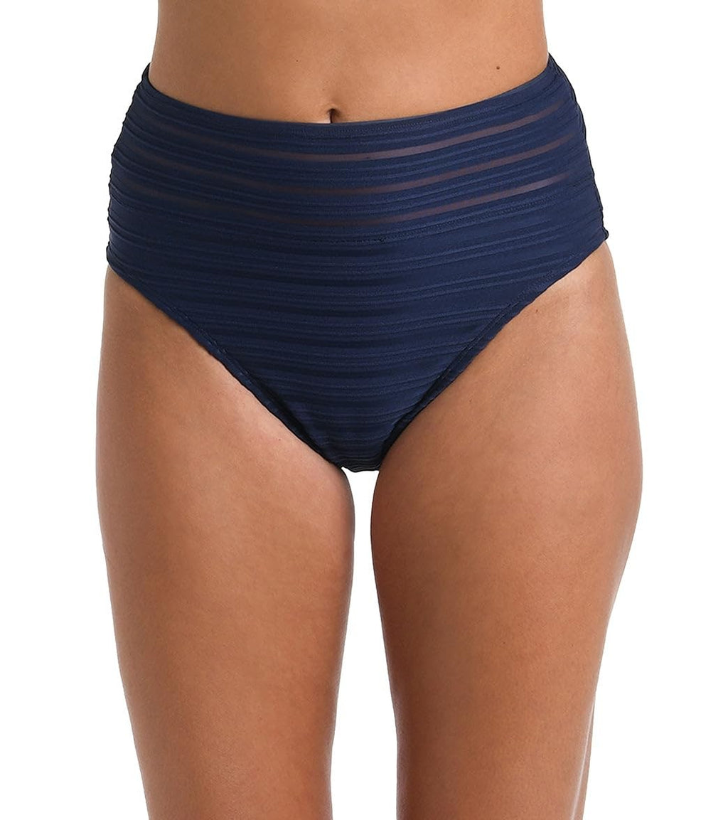 La Blanca Women's High Waist Swimsuit Bottom, Indigo//Fluid Lines, 6