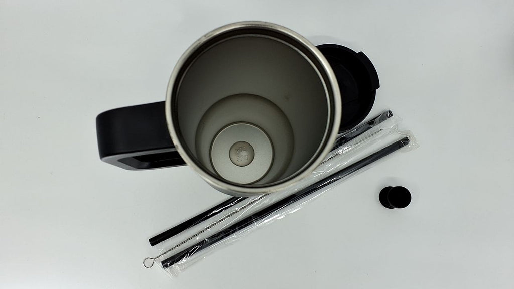 30oz Stainless Steel Insulated Tumbler w/ Handle & Lid, Black