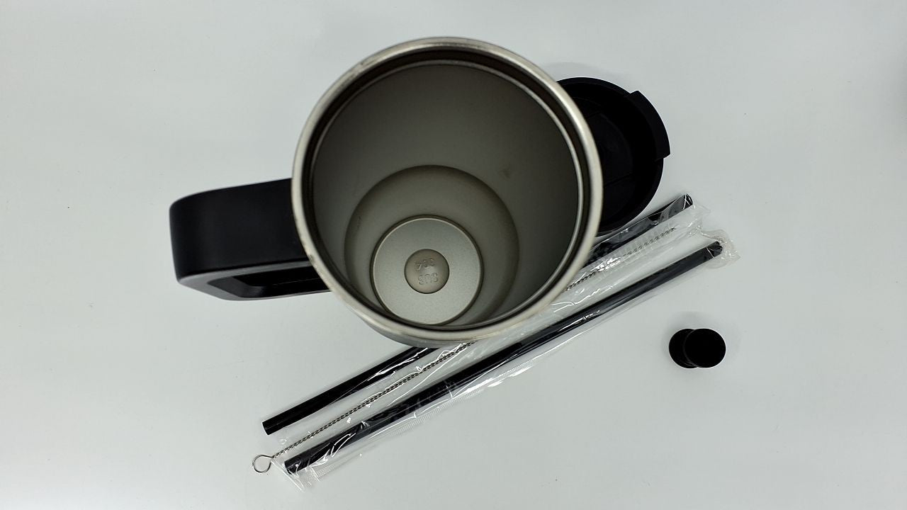 30oz Stainless Steel Insulated Tumbler w/ Handle & Lid, Black