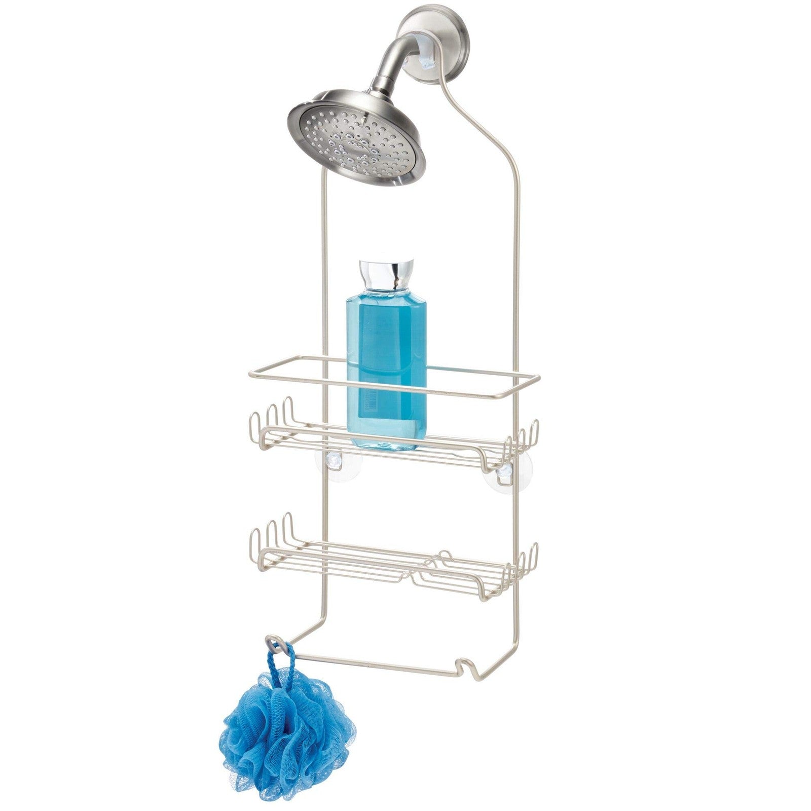 iDesign Milo Hanging Shower Caddy, Satin Silver, 21.25in x 9in x 4.5in
