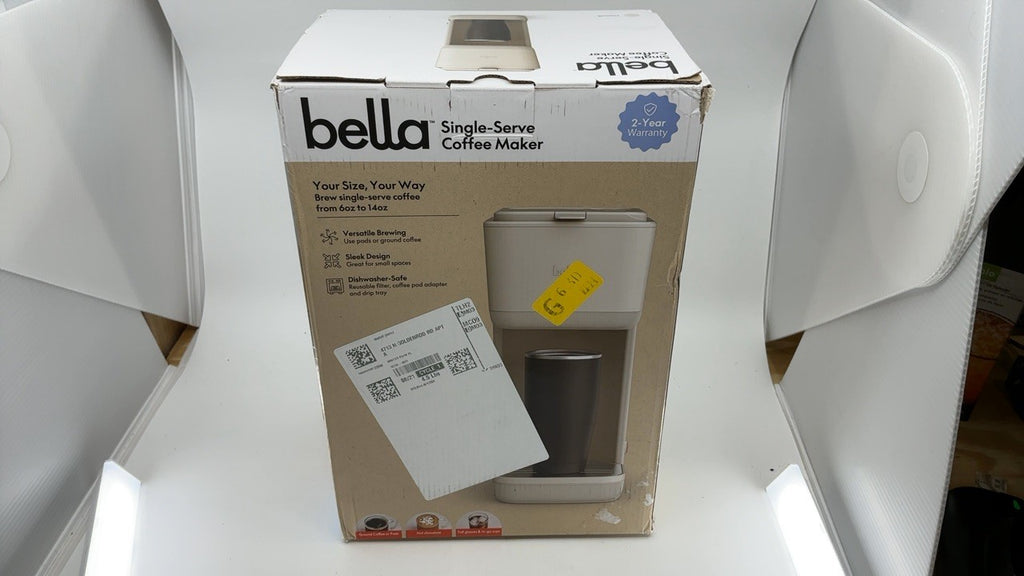 BELLA Single Serve Coffee Maker, 1000W, Oatmilk, K Cup & Ground Coffee