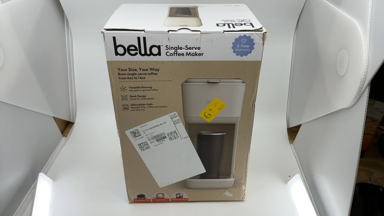 BELLA Single Serve Coffee Maker, 1000W, Oatmilk, K Cup & Ground Coffee