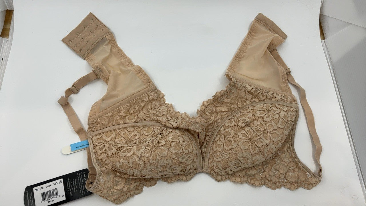 Pure Comfort Lace Longline Bra 36C Wireless Bralette Paris Nude
