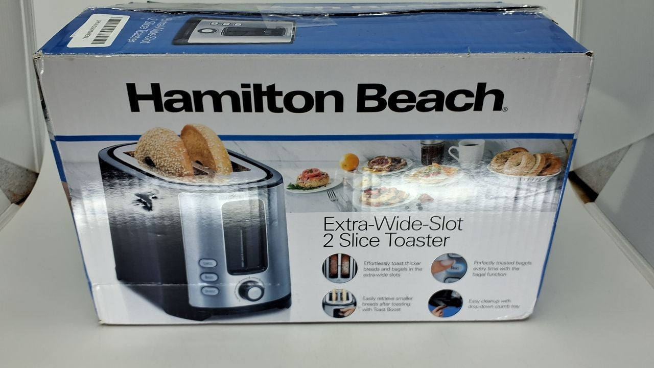 Hamilton Beach 2 Slice Toaster w/ Bagel Setting, Auto Shutoff, Black/Silver