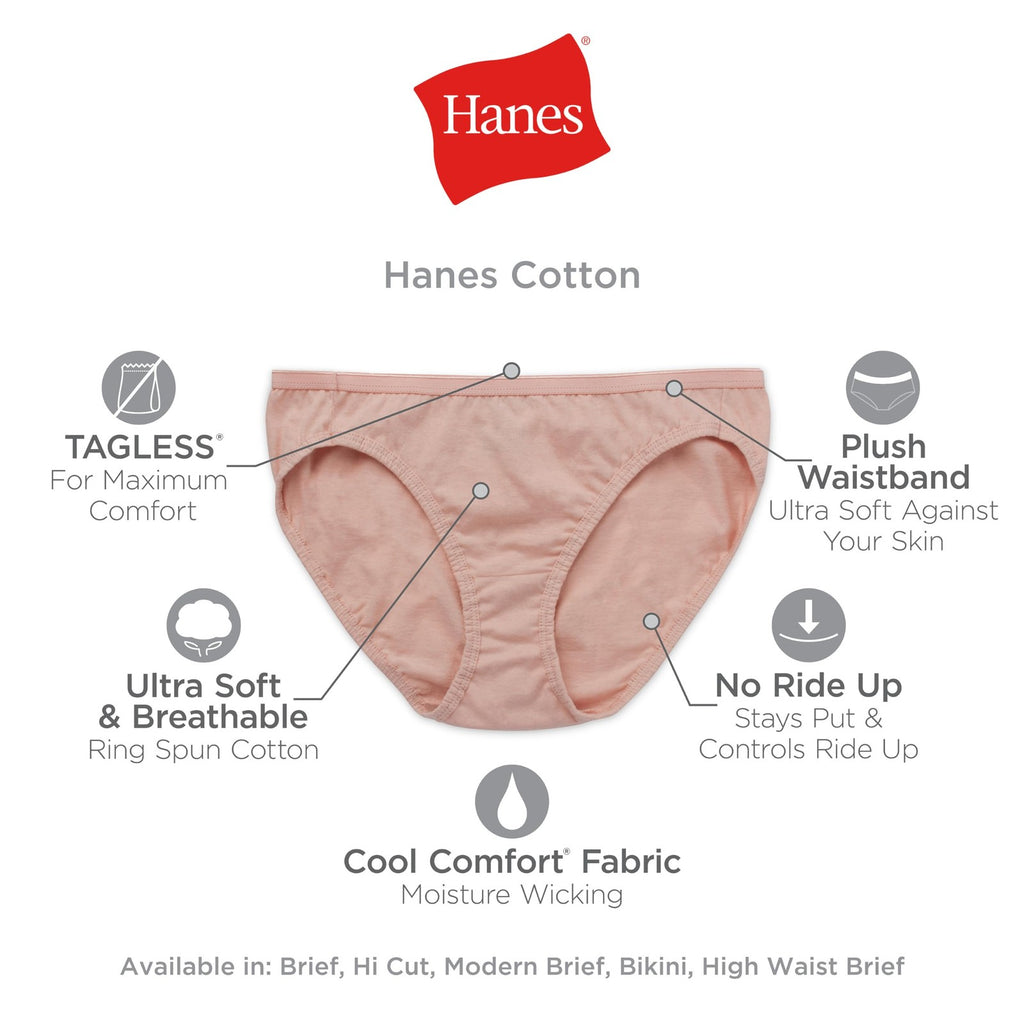 Hanes 6-Pack Women's Briefs, Cotton, Tagless, Moisture-Wicking
