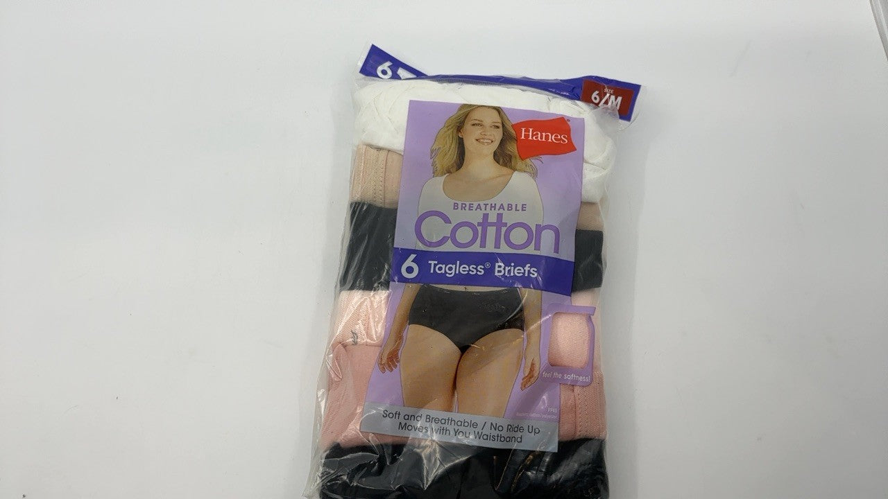 Hanes Women's Moisture-Wicking Briefs, 6-Pack, Soft Cotton Underwear, Medium