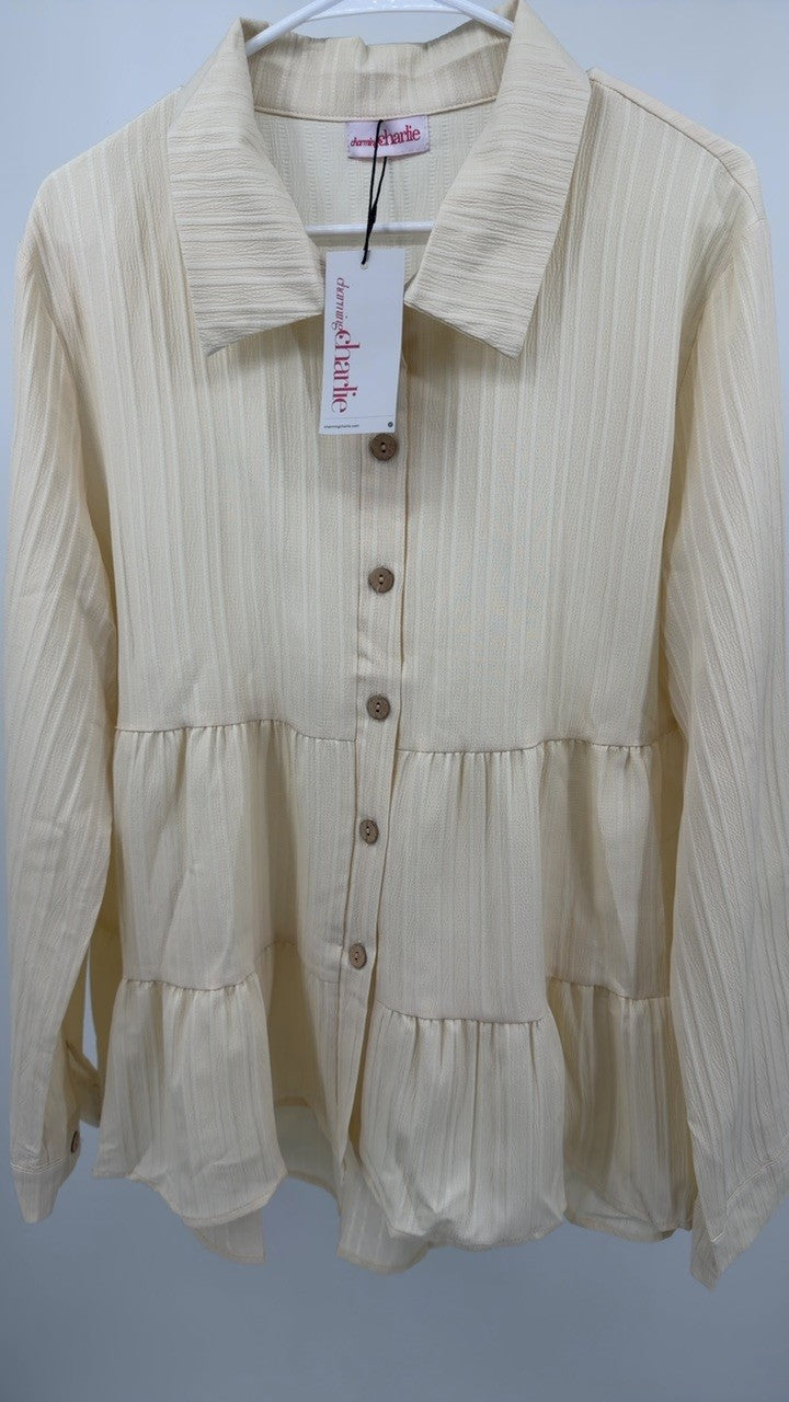 Striped Button-Down Tiered Shirt
