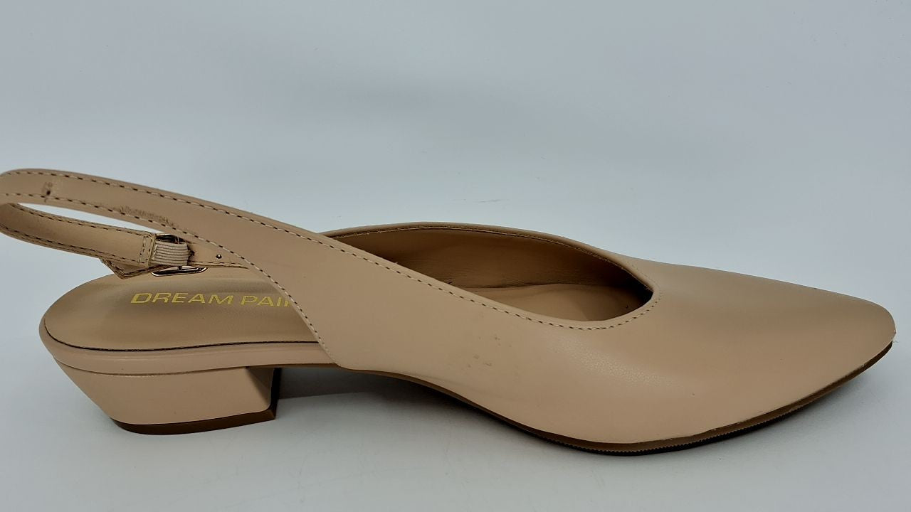 DREAM PAIRS Women’s Slingback Low Block Heels Size 8.5 Nude DWUMPU2504