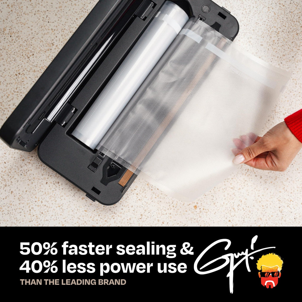 Guy Fieri Vacuum Sealer - Compact, Fast Sealing, Includes Starter Kit