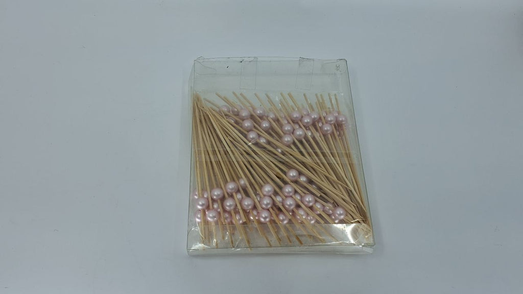 PuTwo Toothpicks for Cocktail Appetizers Fruits Dessert, 100 Count, Pink Pearls