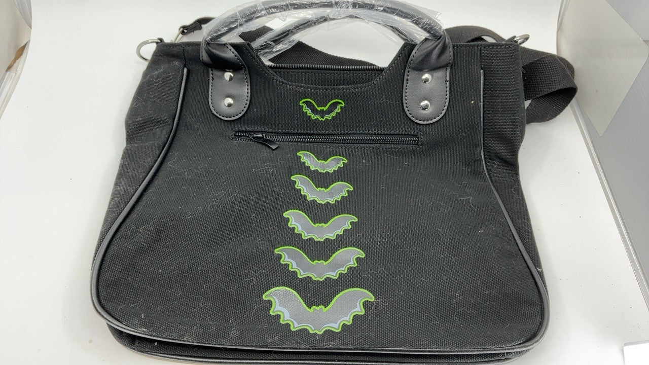 Punk Rivet Canvas Tote Handbag Black Skull Large Capacity