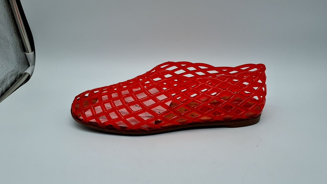 Molozoey Women's Jelly Mesh Ballet Flats, Closed Toe, Red, Size 9