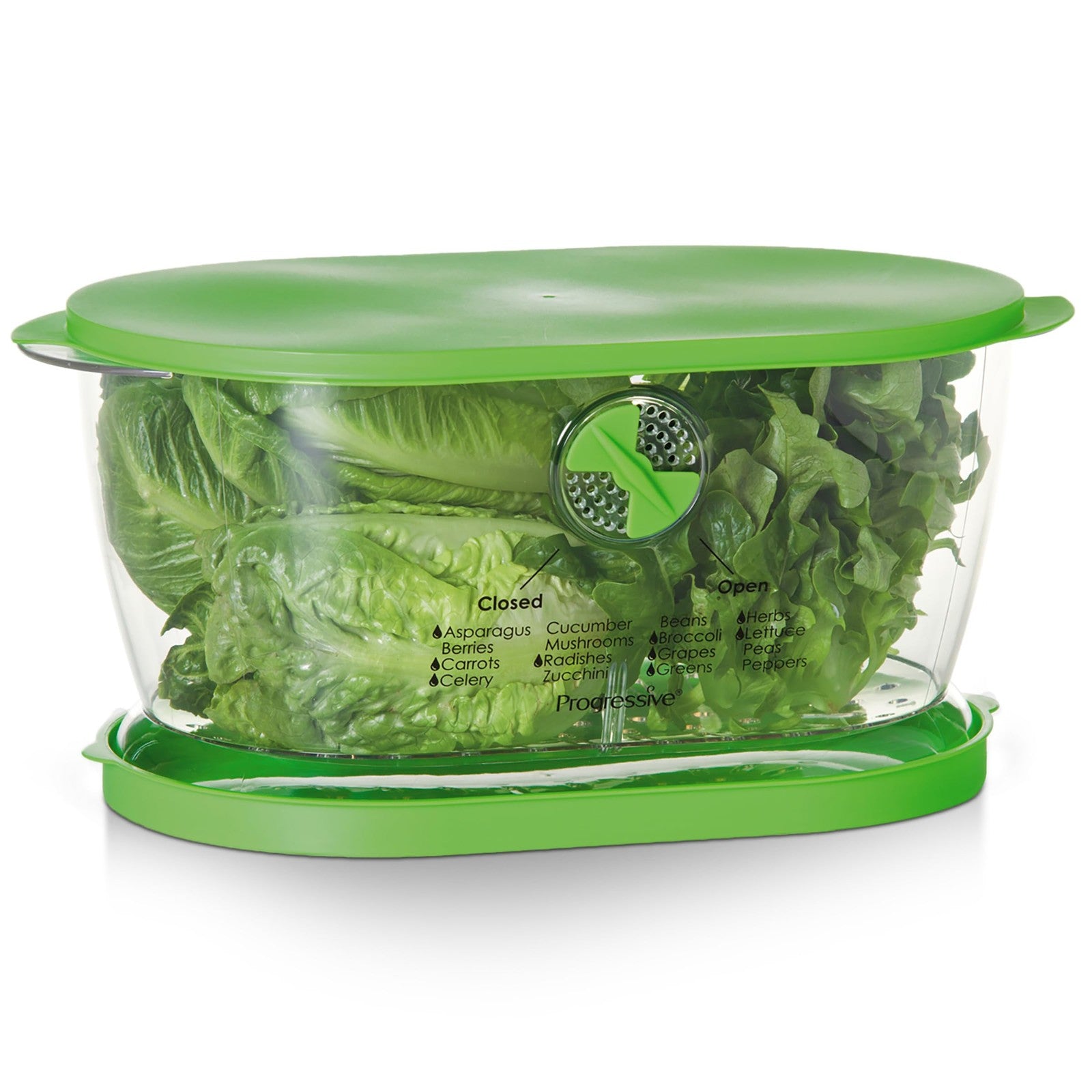 Progressive Lettuce Keeper, 4.7 Qt Produce Storage, Green Plastic