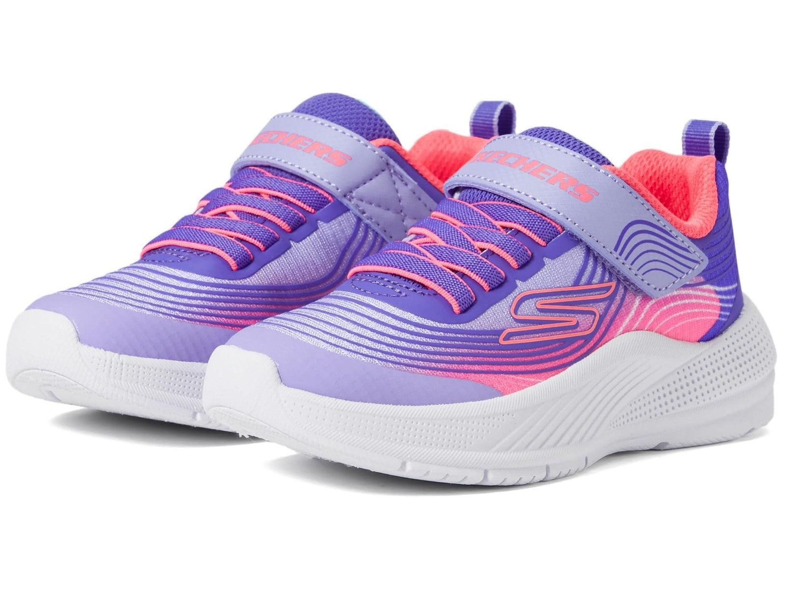 SKECHERS Kids Girls Microspec Advance Sneaker, Lavender/Neon Pink, 3 Little Kid