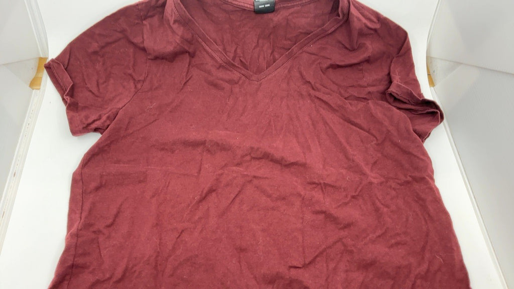 Hanes Women's Maroon Perfect-T V-Neck Tee, Large, Cotton Short Sleeve