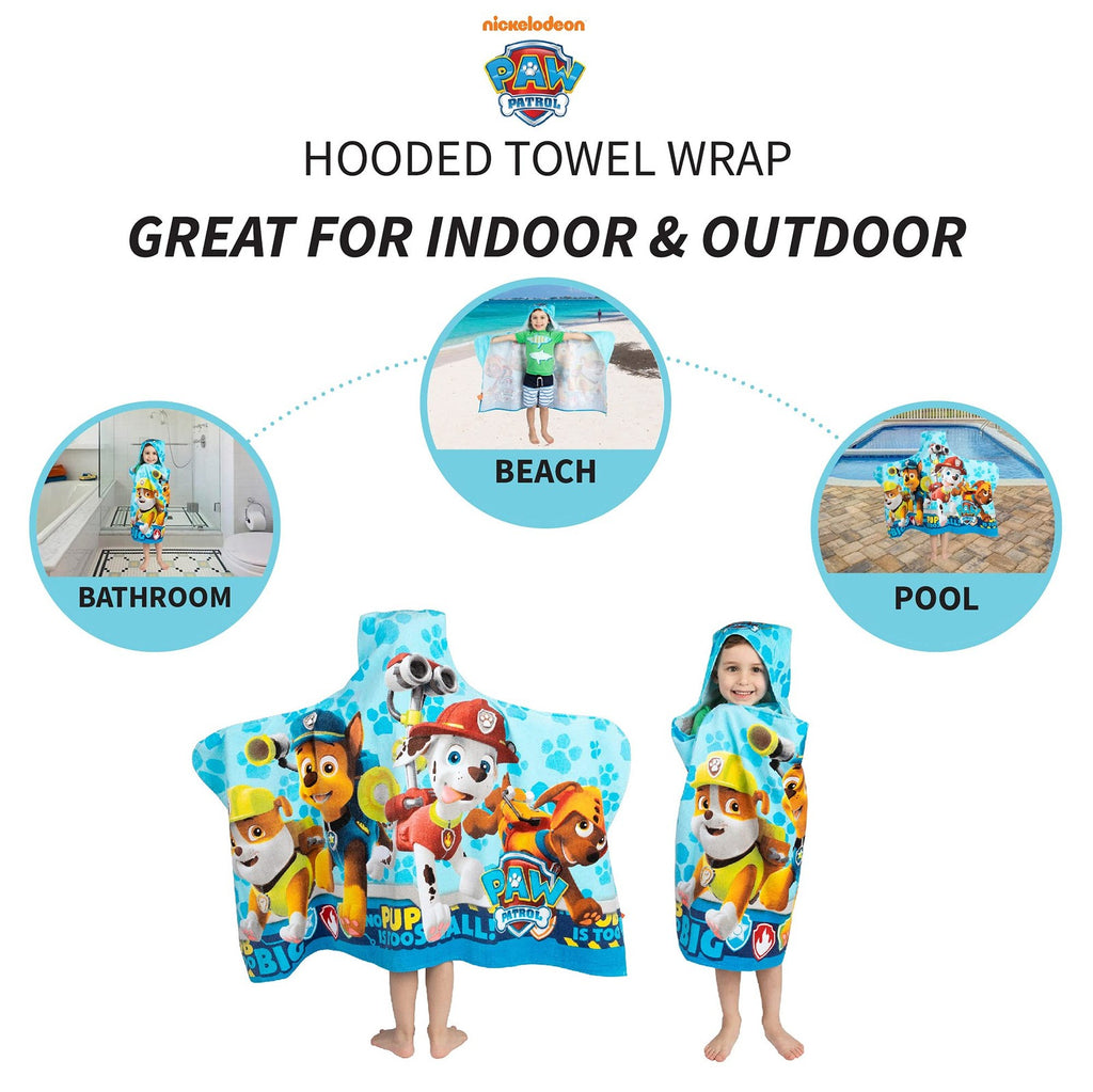 Paw Patrol Kids Bath Towel Wrap 24x50 in Blue Cotton Terry