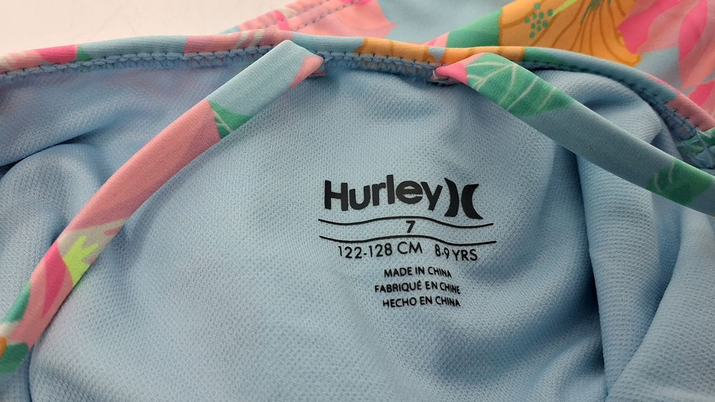 Hurley Girls One Piece Swimsuit, Blue Ice/Floral, 7