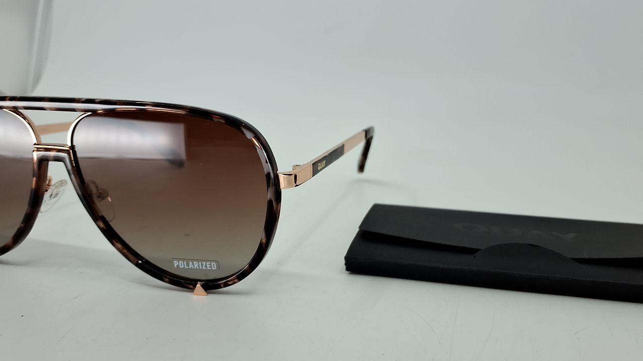 Quay Womens Polarized Aviator Sunglasses, Brown Tortoise, Oversized