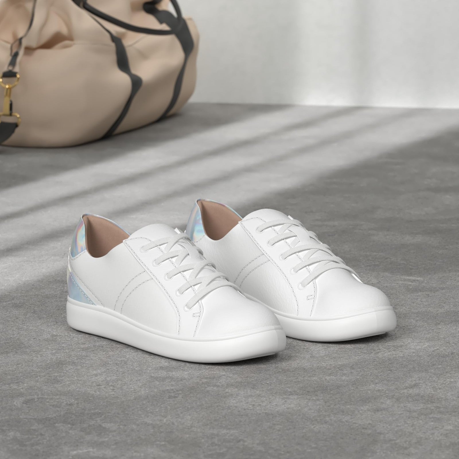 Naturalizer Morrison Women's Lace-Up Sneakers 7.5 M White Pebble Leather