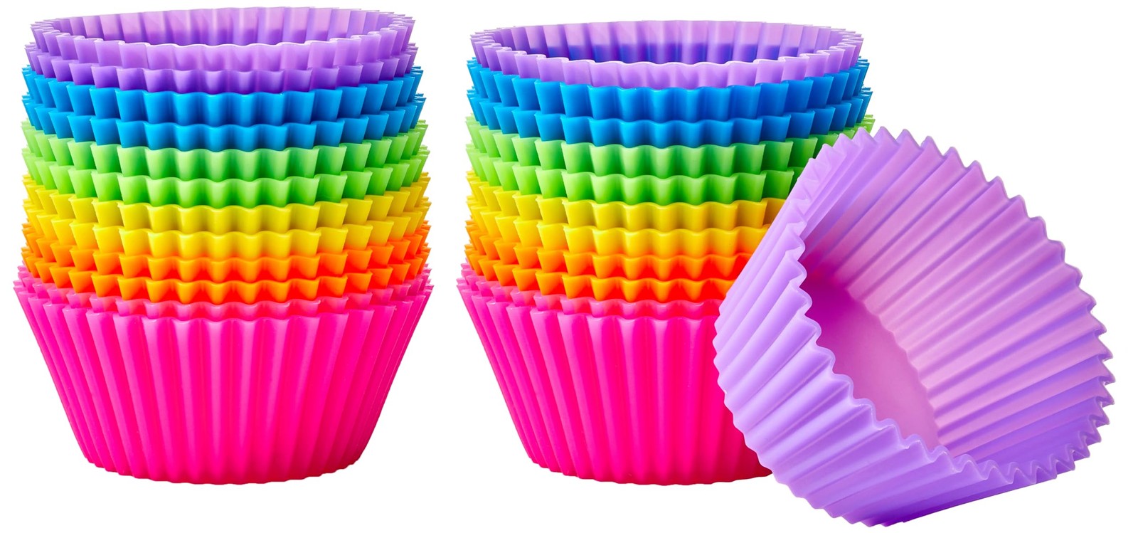 24 Multicolor Silicone Baking Cups, Non-Stick, Dishwasher Safe